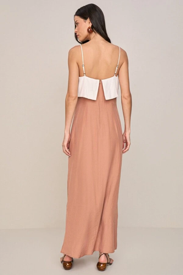 Vestido Long Midi Bicolor