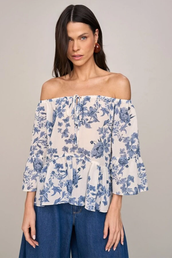 Blusa Manga 7/8 Ombro a Ombro
