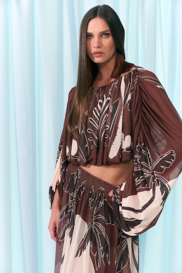 Blusa Tule Manga Farta