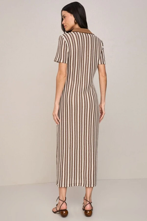 Vestido Long Midi Polo Listrado