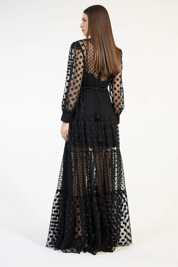 Vestido Longo Tule Poas