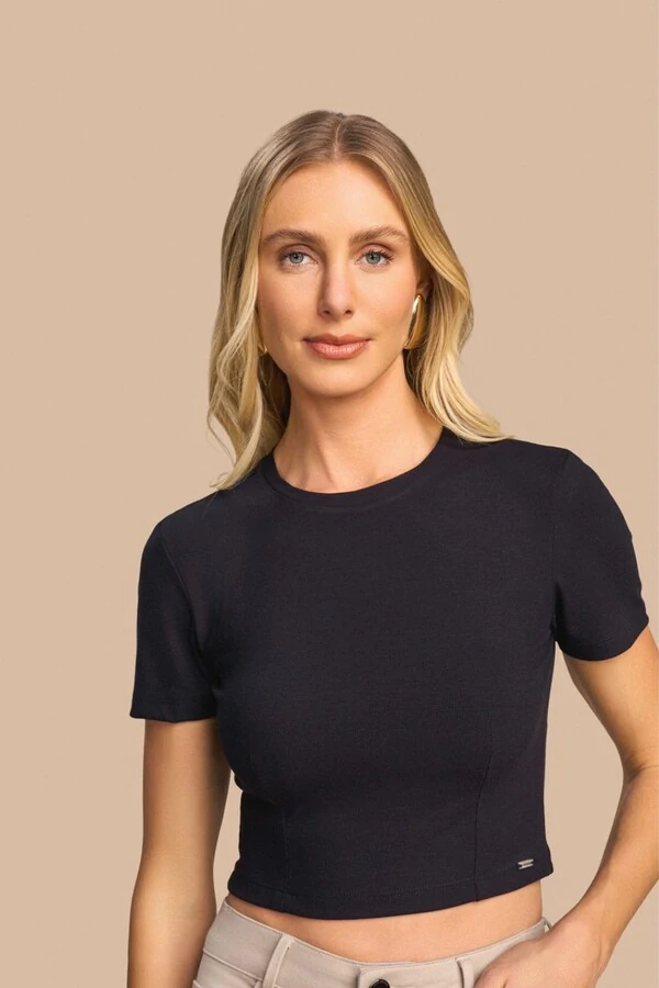 Blusa Manga Curta Cropped