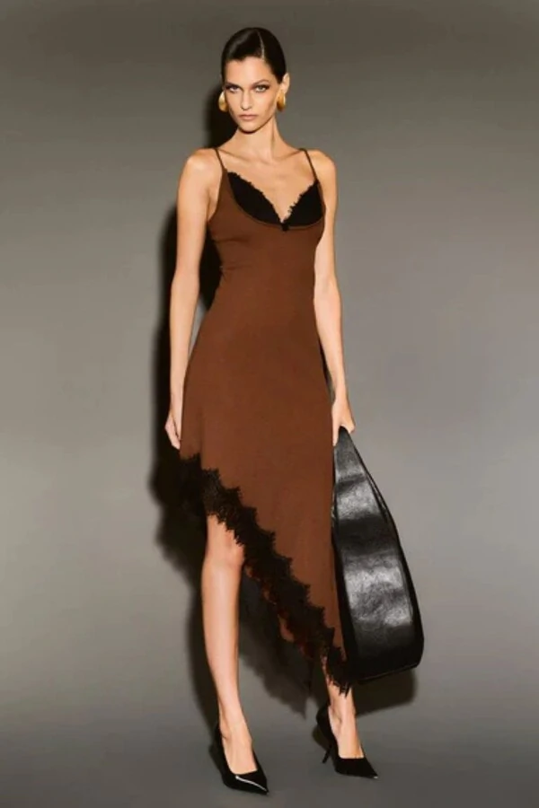 Vestido Canelado Bojo Renda