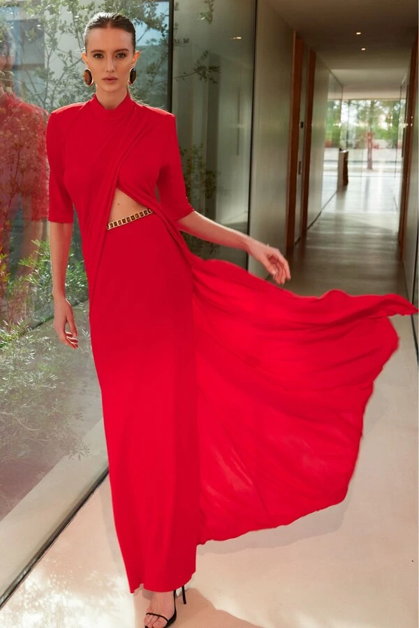 Conjunto Blusa Transpassada e Saia Longa