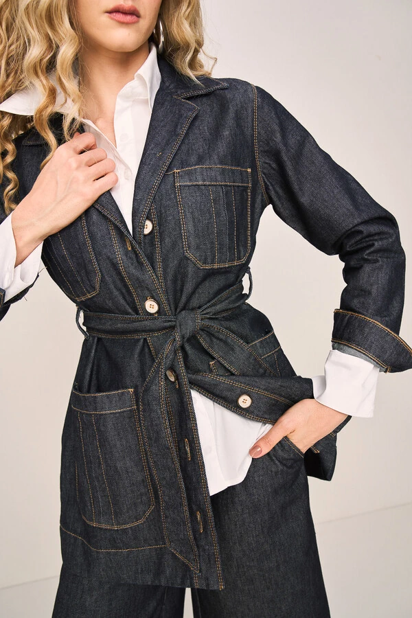 Jaqueta Alongada Jeans Intense