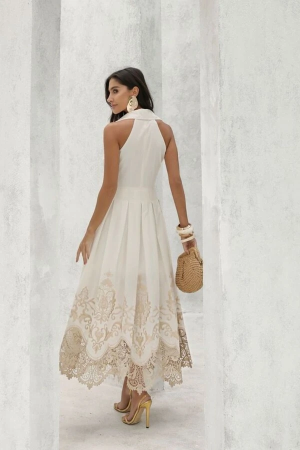Vestido Longuete Barra Bordada