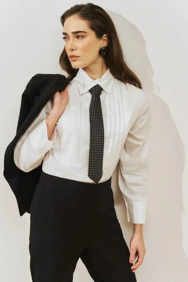 Camisa Tricoline Com Pala de Pregas