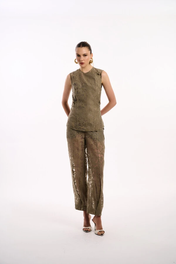 Calça Slouch Organza Devore