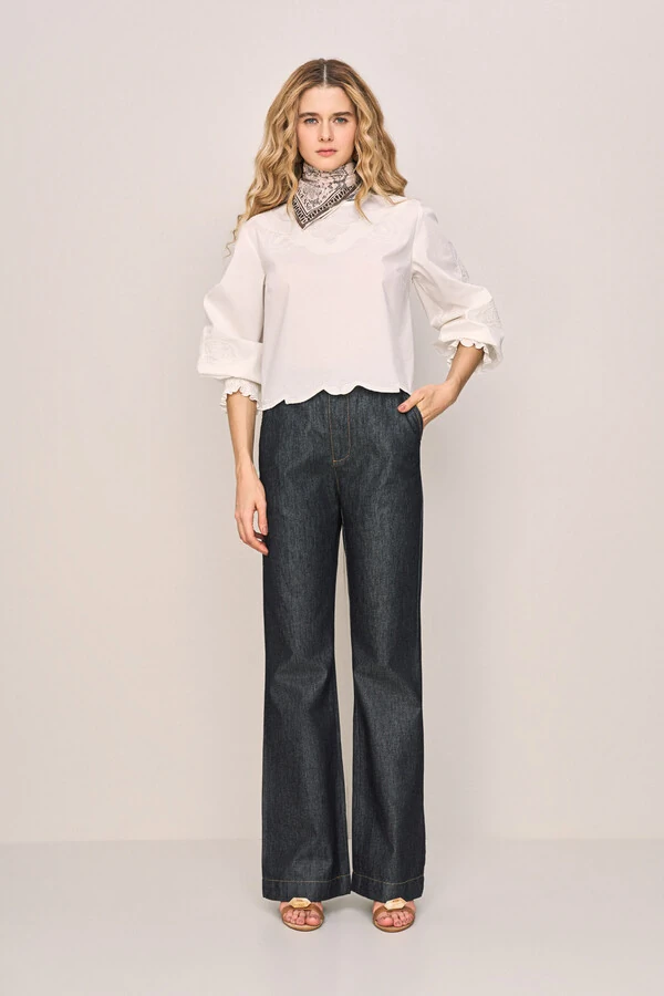 Calça Wide Leg Jeans Intense