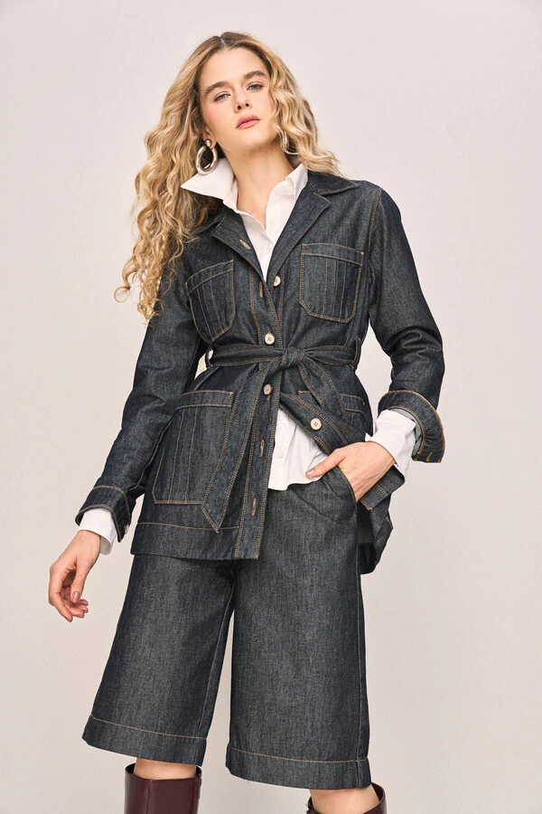 Jaqueta Alongada Jeans Intense