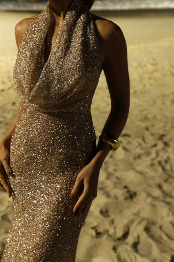 Vestido Paetê Frente Única Degagê