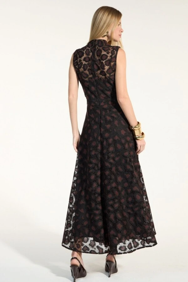 Vestido Gode Renda Leopardo