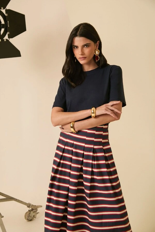 Saia Longa Listras Pregas