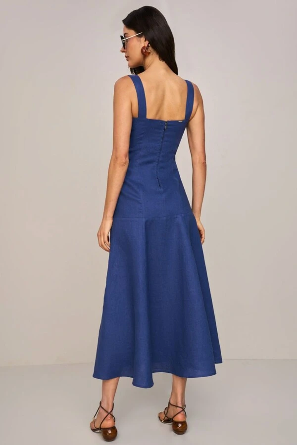 Vestido Long Midi Bolsos