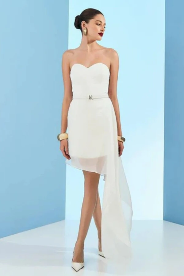 Vestido Curto Top Recorte Saia Sobreposição Transparente