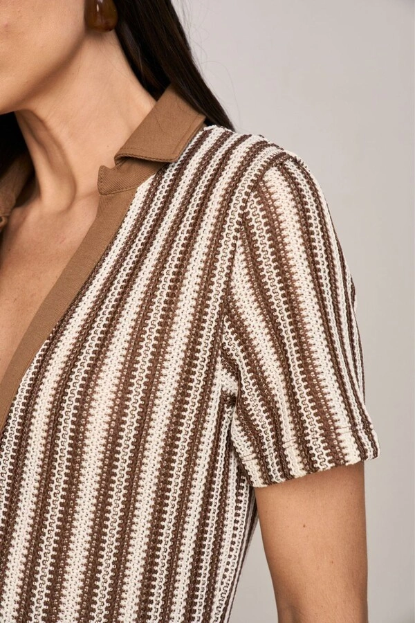 Vestido Long Midi Polo Listrado