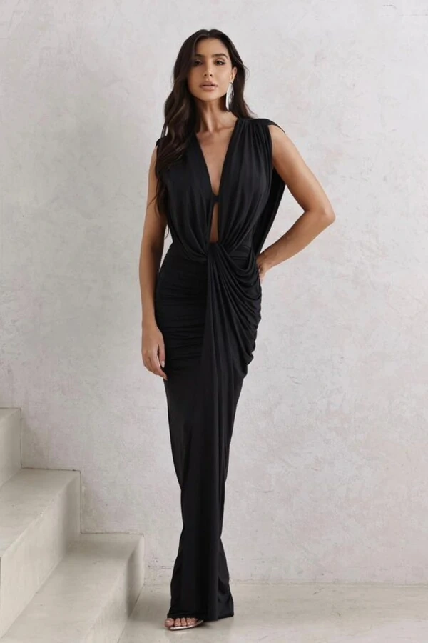 Vestido Longo Jersey Drapeado