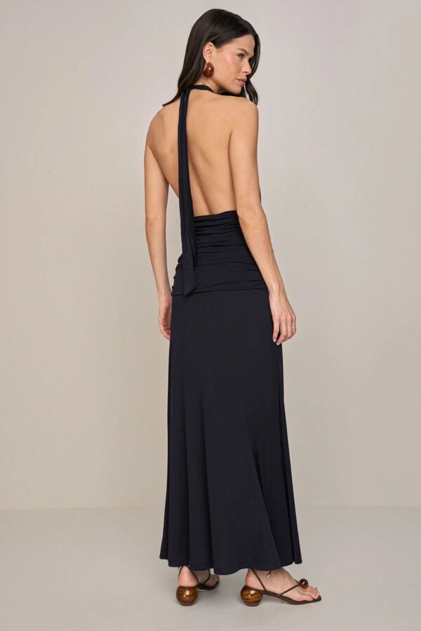Vestido Long Midi Franzido