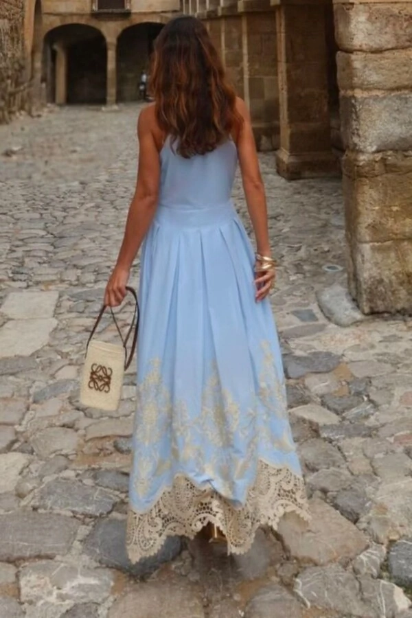 Vestido Longuete Barra Bordada