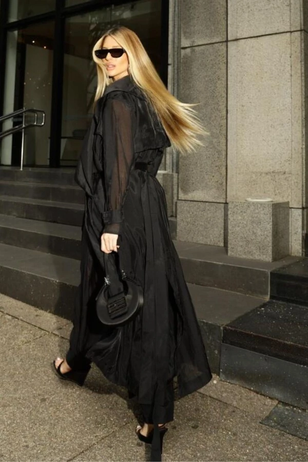 Casaco Sobretudo com Recortes Frontais