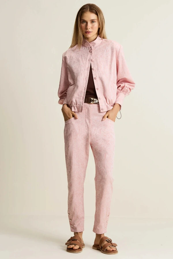 Bomber Rosas + Top Rosas + Calça Rosas