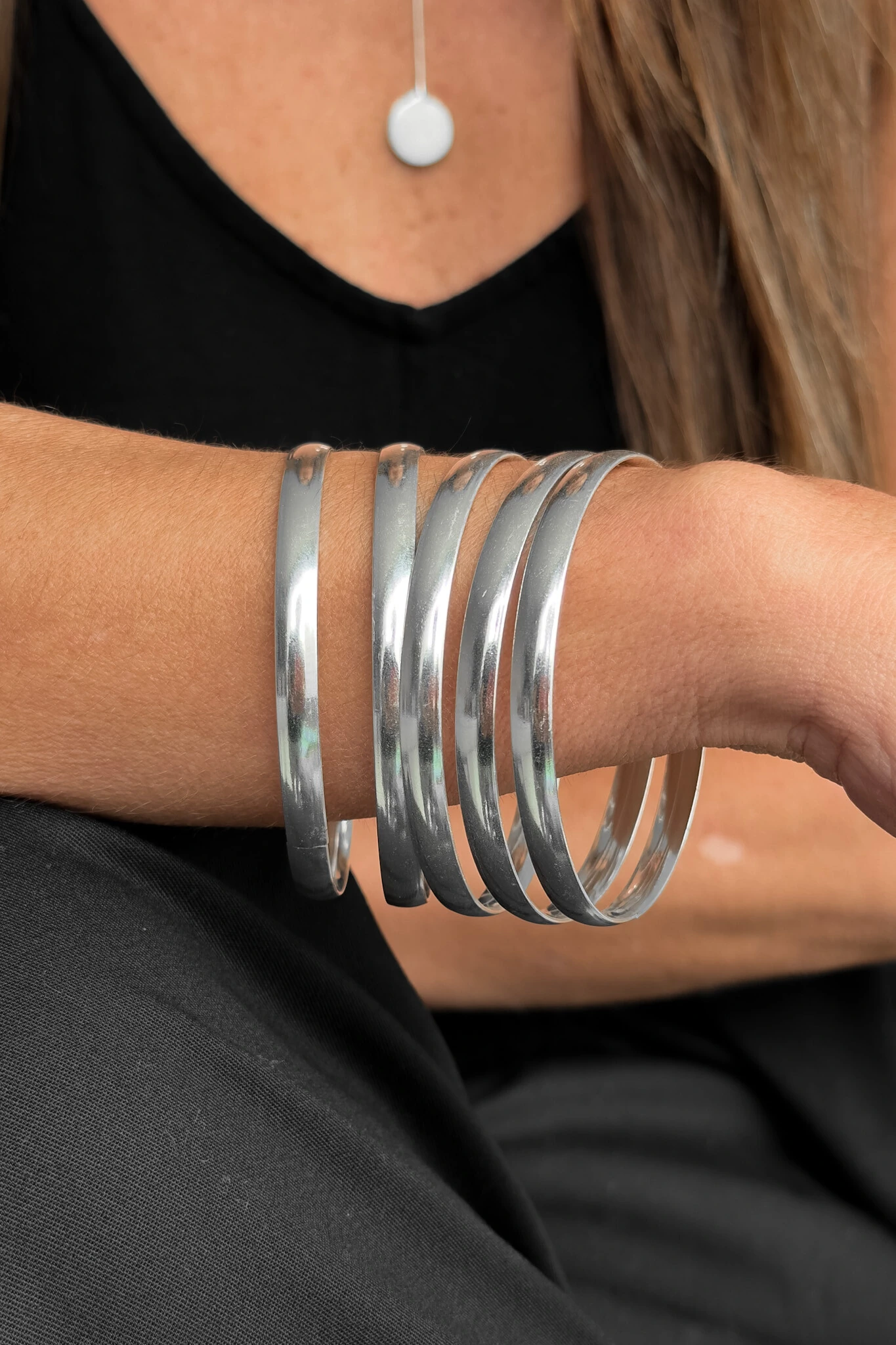 FotoKit 5 Pulseiras de Argola Fio Liso 6mm | Prata 925 | Mix Presença