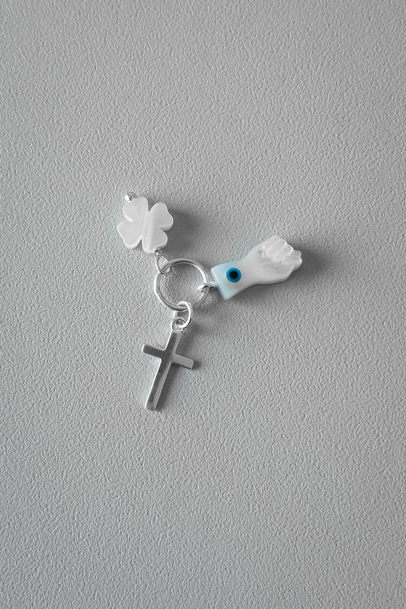 FotoPingente Cruz, Trevo e Força Madrepérola | Prata 925 | Proteção