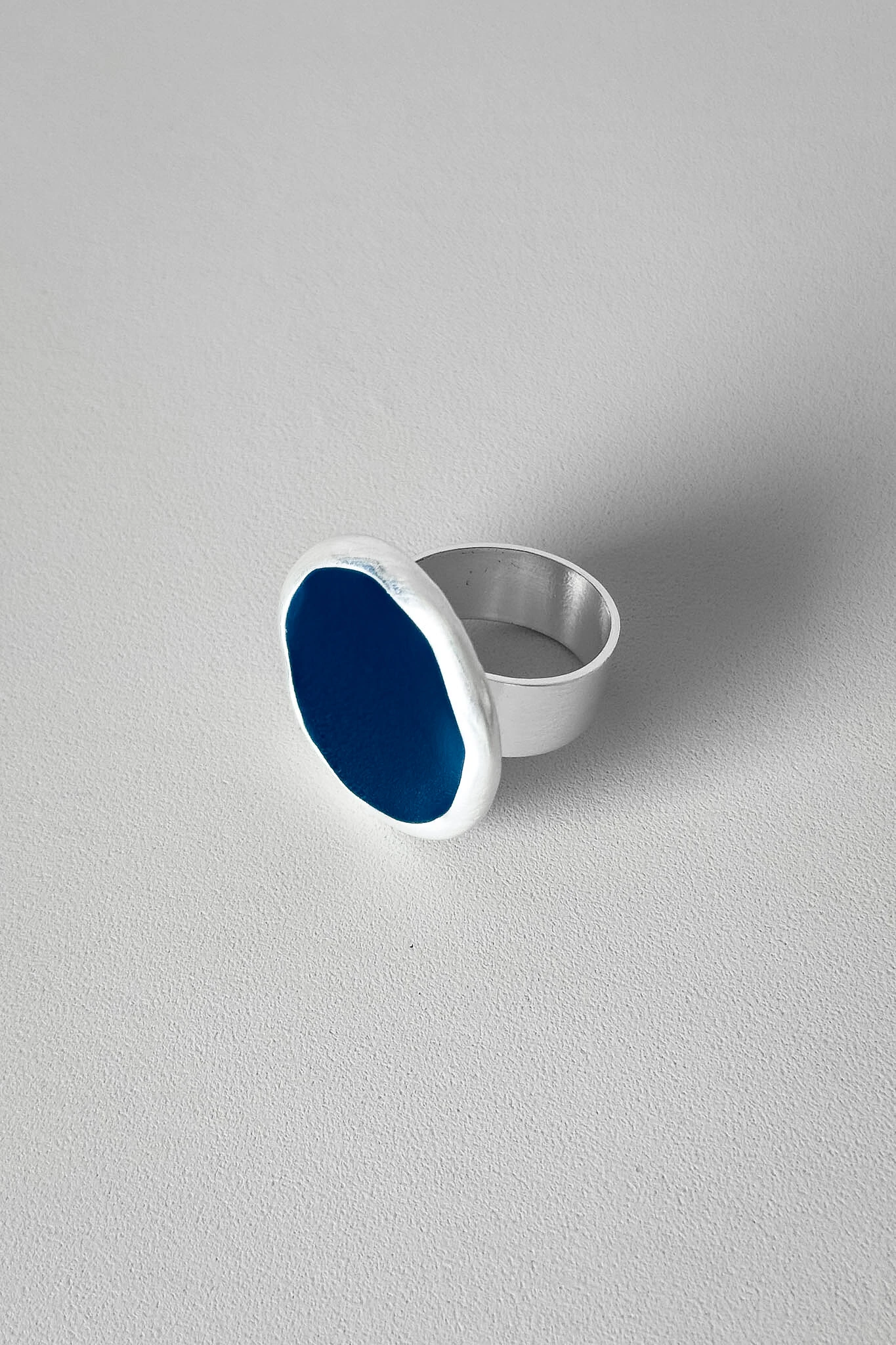 FotoAnel Redondo Azul | Banho Prata 925 | Ajustável