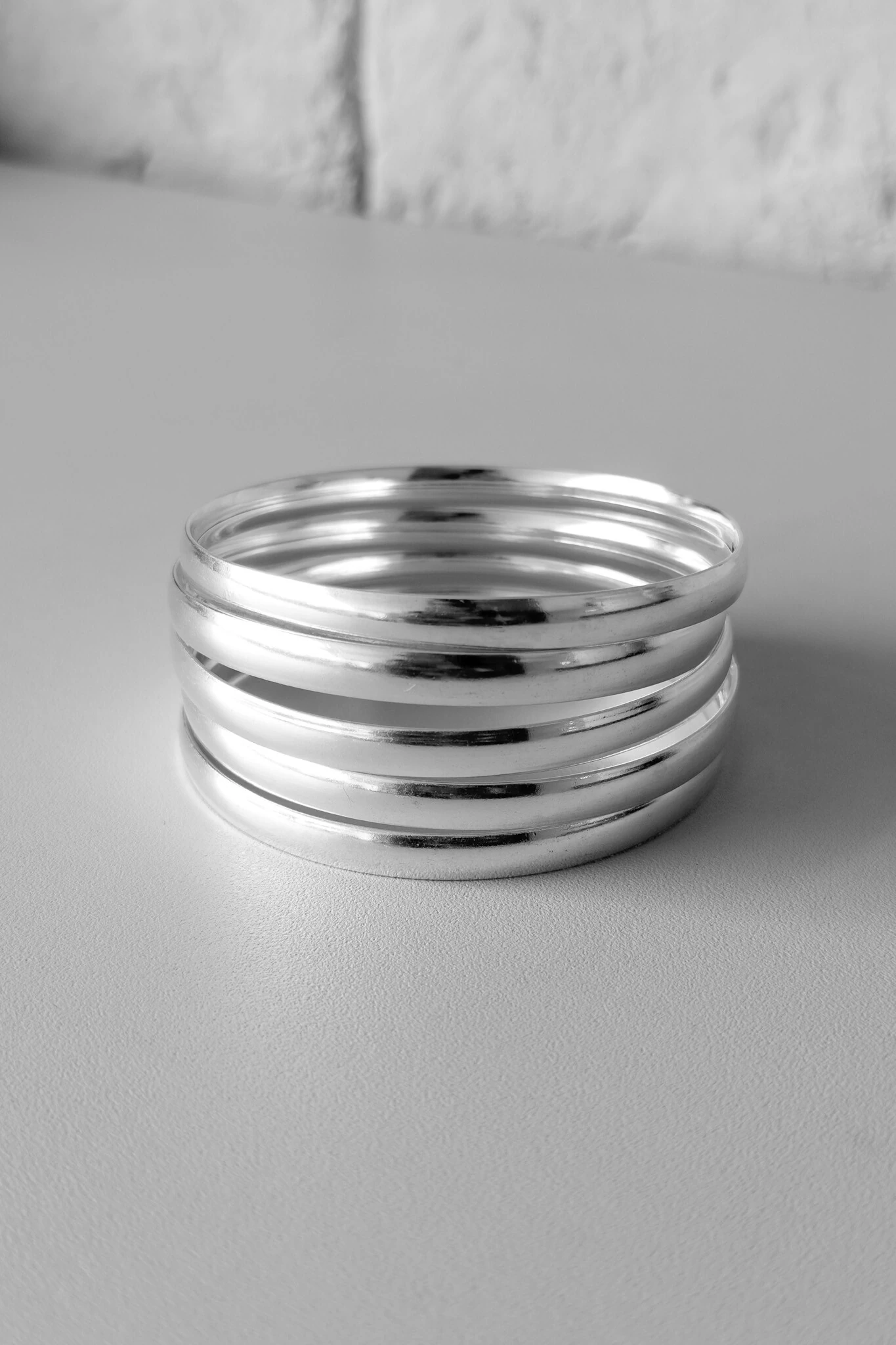 FotoKit 5 Pulseiras de Argola Fio Liso 6mm | Prata 925 | Mix Presença