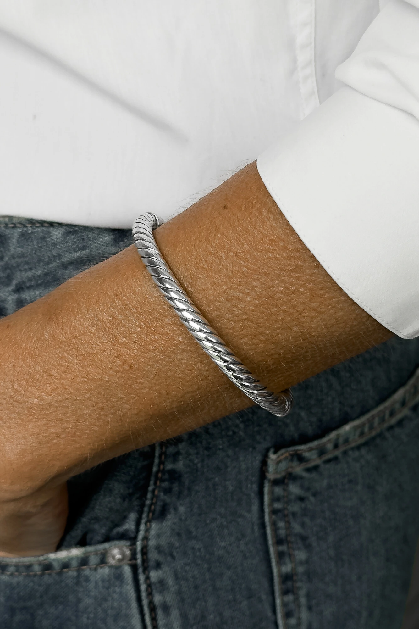 Foto Bracelete Cabo Torcido | Prata 925 | Eletroformação