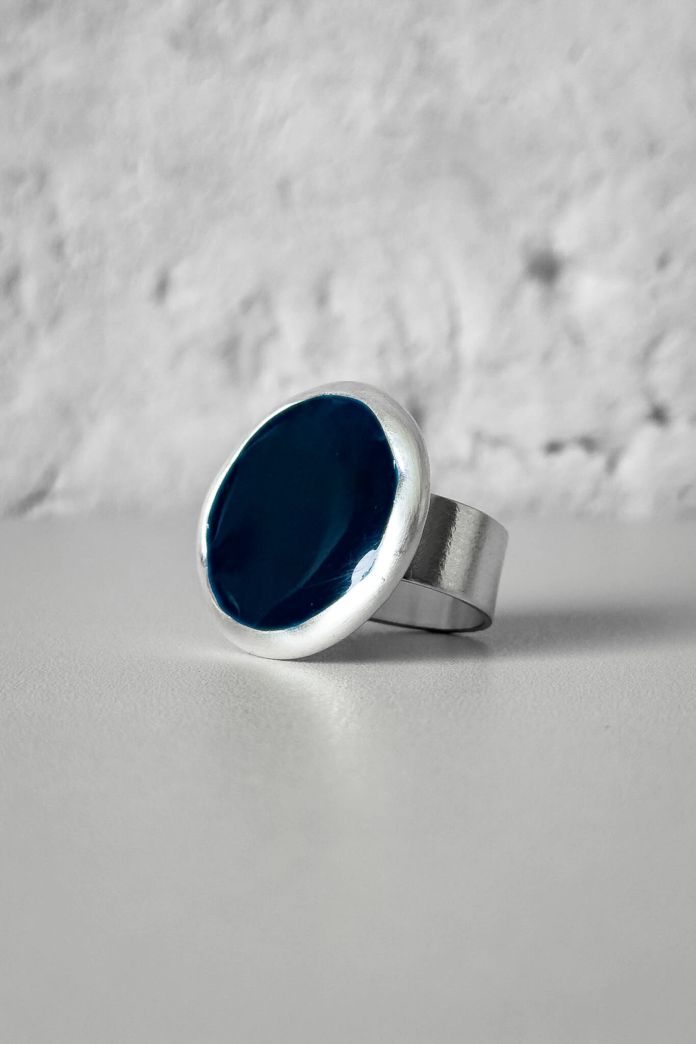 FotoAnel Redondo Azul | Banho Prata 925 | Ajustável