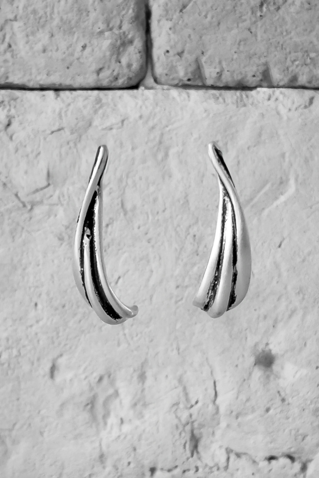 FotoBrinco Pena Esculpida | Banho Prata 925 | Moderno