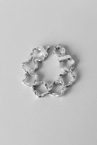 Pulseira Elo Quadrado Ondulado | Prata 925 | Eletroformação