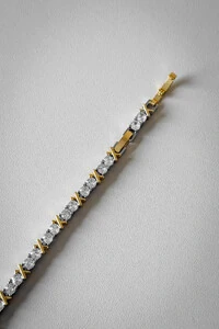 Pulseira Cravejada X Duo | Banho de Ródio e Ouro 18k | Luxo