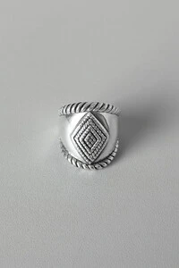 Anel Losango Tribal | Prata 925 | Trabalhado em Filigrana