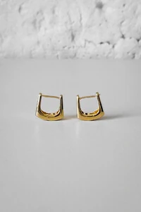 Brinco Argola Quadrada Lisa | Banho Ouro 18k | Moderno