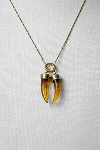 Colar Pingentes Dentes Âmbar | Banho Ouro 18k | Poderoso