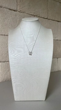 Colar com Pingente de Elos Entrelaçados Cravejado – Banho de Prata | Tatsi