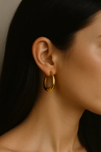 Brinco Argola Lisa Geométrica | Médio | Banho de Ouro 18k | Minimalista