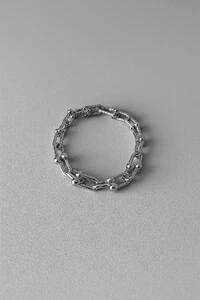 Pulseira Elos Geométricos Articulados | Banho de Ródio | Elegante