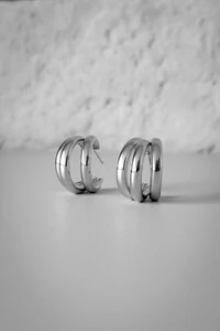 Brinco Argola Tripla | Banho de Ródio | Impactante