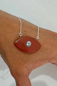 Colar Pingente Olho | Prata 925 | Pedra Natural