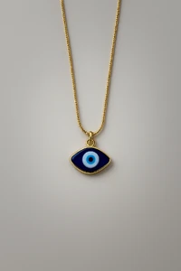 Colar Olho Grego Losango Azul | Banho de Ouro 18k | Amuleto