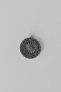 Pingente Mandala Solar | Prata 925 | Oxidado com Grânulos