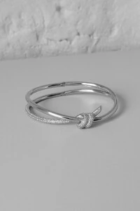 Bracelete Nó Cravejado | Banho Ródio | Elegante