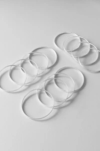 Kit 12 Pulseiras de Argola Fio Liso 4mm | Prata 925 | Mix Pulseirismo