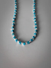 Colar Geométrico Turquesa e Prata | Banho de Prata 925 | Moderno e Minimalista