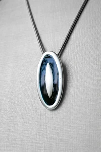 Colar Olho Abstrato Azul | Banho Prata 925 | 80 cm