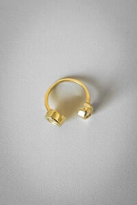 Anel Duo Gotas Cravejadas | Banho Ouro 18k | Moderno