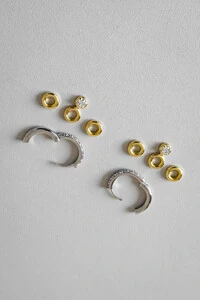 Brinco Argola Pingentes | Banho Ouro 18k e Ródio | Moderno